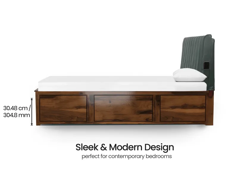 Regal Queen Hydraulic Storage Bed in Bottle Green Leatherite